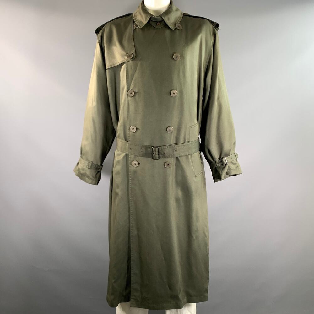 GIORGIO ARMANI Size 42 Green Olive Rayon Blend Trenchcoat